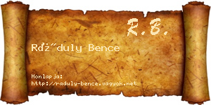 Ráduly Bence névjegykártya